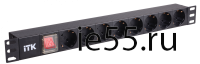 ITK PDU 8 розеток нем. ст, с LED выкл,1U, шнур 2м вилка нем. ст