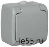 РСш12-2-А Розетка 1-ая с з/к откр. уст. 16А IP54 AQUATIC IEK