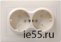 РСш12-3-Км Роз. 2мес. c з/к с з/ш 16А кер. КВАРТА крем. IEK