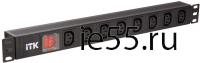 ITK PDU 7 розеток C13, с LED выкл, 1U, вх. C14, без шнура
