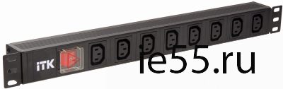 ITK PDU 7 розеток C13, с LED выкл, 1U, вх. C14, без шнура