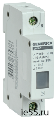 Ограничитель имп. перенапр. ОПС1-C 1Р 10/40кА 230В GENERICA