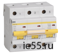 Автоматический выключатель ВА47-100 3Р 20А 10кА х-ка D IEK