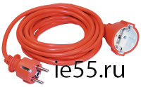 Шнур УШ-01РВ оранж. с вилкой и розеткой 2P+PE 3х1,0/5метров ИЭК
