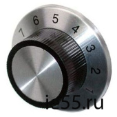 Ручка поворотная для резистора, посадочное отверстие=6мм; d=36 мм; h=15 мм, шкала: 1-10