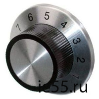 Ручка поворотная для резистора, посадочное отверстие=6мм; d=36 мм; h=15 мм, шкала: 1-10