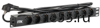 ITK PDU 9 розеток нем. ст, 1U, шнур 2м вилка нем. ст ПВХ чер