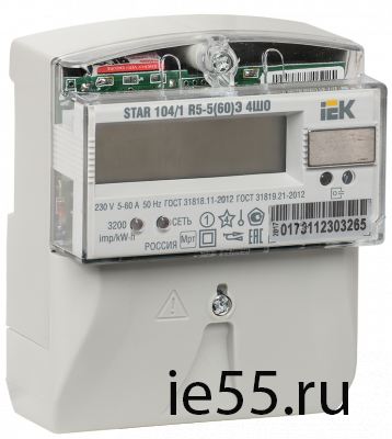 Счетчик эл. эн. 1-фаз. мн.тариф. STAR 104/1 R5-5(60)Э 4ШО