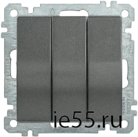 ВС10-3-0-Б Выключатель 3 клав. 10А BOLERO антрацит IEK