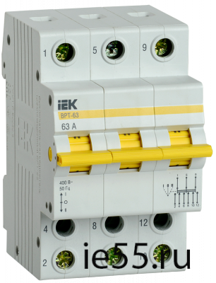 Выключатель-разъединитель трехпозиционный ВРТ-63 3P 63А IEK