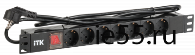 ITK PDU 7 роз. нем.ст. с выкл 1U каб.2м вилка нем.ст ПВХ чер