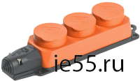 РБ33-1-0м Розетка трехместная ОМЕГА IP44 оранжевая IEK