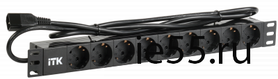 ITK PDU 9 розеток нем. ст, 1U, шнур 2м вилка С14 ПВХ чер