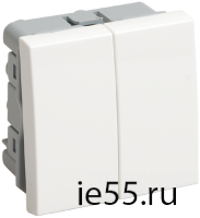 ВК1-22-00-П Выключатель двухклавишный (на 2 модуля) ПРАЙМЕР белый IEK