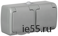 РСш22-2-А Розетка 2-ая с з/к откр. уст. 16А IP54 AQUATIC IEK