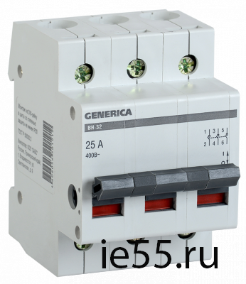 Выключатель нагрузки (мини-рубильник) ВН-32 3Р 32А GENERICA