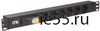ITK PDU 6 роз. нем. ст. с автом.10А 1U, вх.С14 без каб. чер.