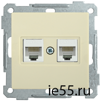 РК10-2-Б Розетка 2-ая комп. RJ45 Cat5e BOLERO кремовый IEK