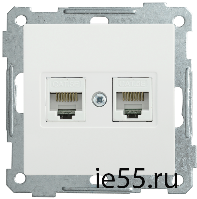 РК10-2-Б Розетка 2-ая комп. RJ45 Cat5e BOLERO белый IEK