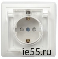 РСбш10-3-ККБ-44 Розетка 1местн. c з/к с защ. штор. с кр. керамика IP44 16А КВАРТА (белый) IEK