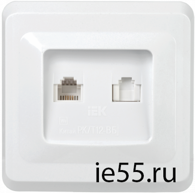 РK/T12-ВБ Роз. 2-ая комп. и телеф. RJ11/RJ45 ВЕГА белый IEK